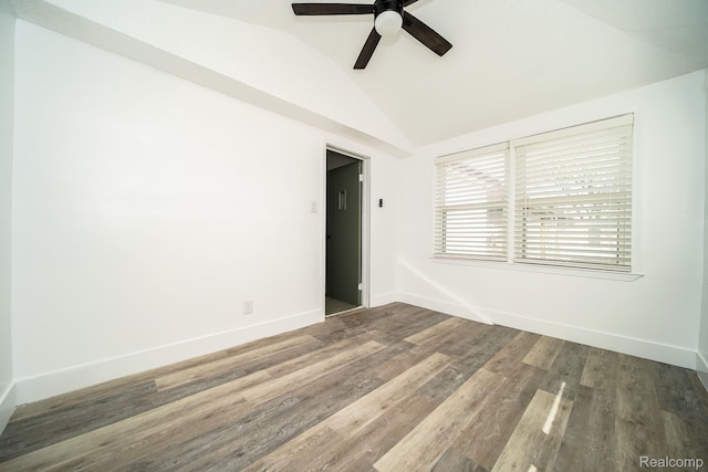 16240 Washburn St, Detroit, MI 48221 - unfurnished room with ceiling fan, vaulted ceiling, baseboards, and wood finished floors