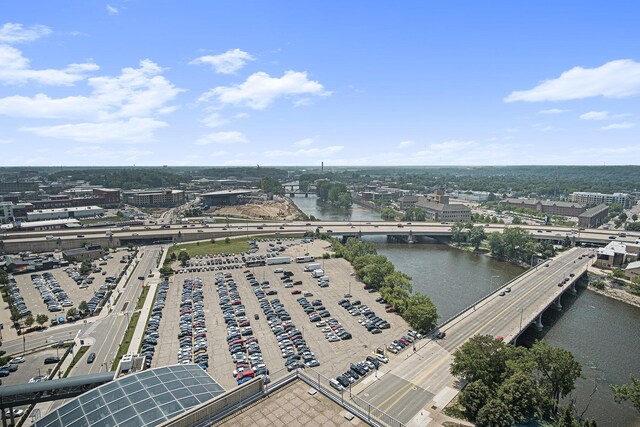 60 Campau Cir NW Unit 2308, Grand Rapids, MI 49503 - drone / aerial view of a notable bridge and a large body of water