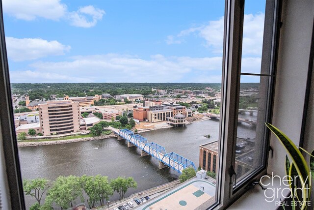 60 Campau Cir NW Unit 2308, Grand Rapids, MI 49503 - water view with a notable bridge and nearby urban area