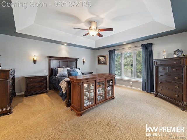 18961 Pine Ln, Macomb, MI 48042 - bedroom with a tray ceiling and light colored carpet
