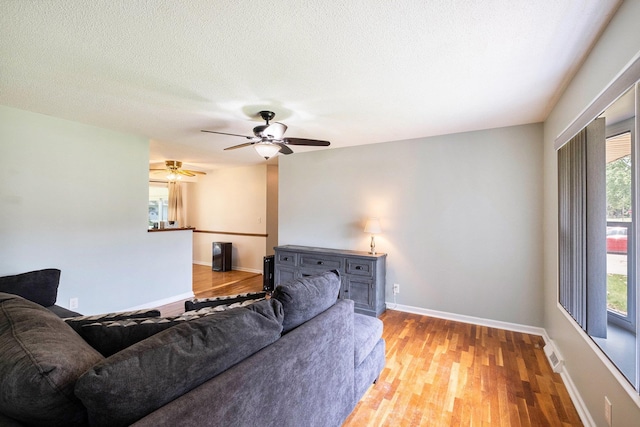 4292 Ashlawn Dr, Flint, MI 48507 - living area featuring light wood finished floors, ceiling fan, and baseboards