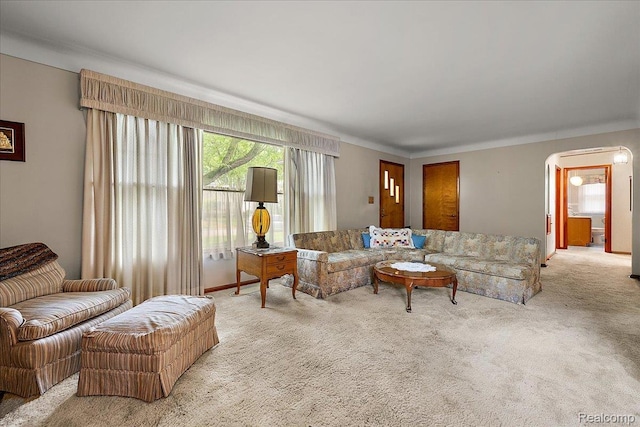 2652 Buckingham Ave, Berkley, MI 48072 - carpeted living room featuring arched walkways