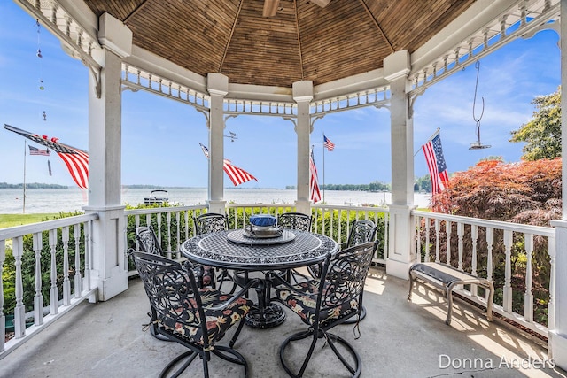 12571 Westwood Ln, Wayland, MI 49348 - view of patio / terrace featuring a water view and a gazebo
