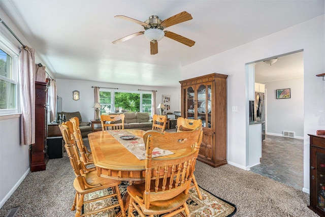 518 Hill Rd, Marshall, MI 49068 - dining room with a ceiling fan and baseboards