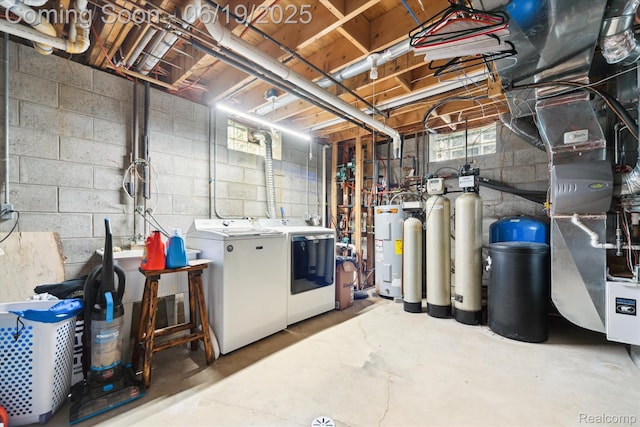 9808 Crofoot Rd, Fowlerville, MI 48836 - basement featuring washing machine and dryer and gas water heater