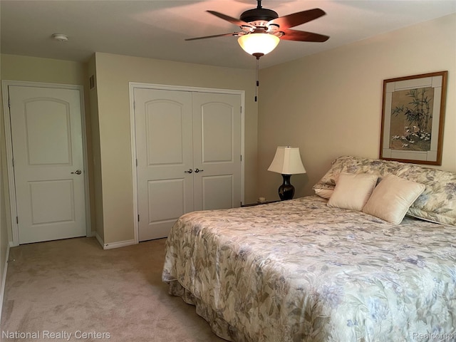 2750 Castlemartin Ct, Oakland, MI 48306 - bedroom featuring light colored carpet, a closet, baseboards, and ceiling fan