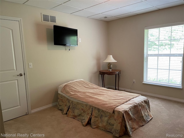 2750 Castlemartin Ct, Oakland, MI 48306 - bedroom with carpet flooring, multiple windows, baseboards, and a drop ceiling