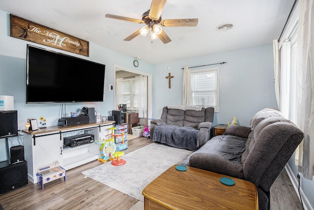 2105 Kathryn St, Niles, MI 49120 - living room with light wood finished floors and a ceiling fan