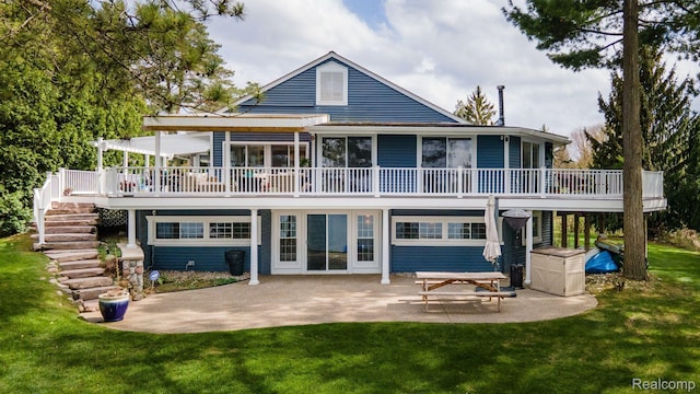 900 Indianwood Rd, Lake Orion, MI 48362 - back of house featuring a patio, a deck, a yard, and stairway