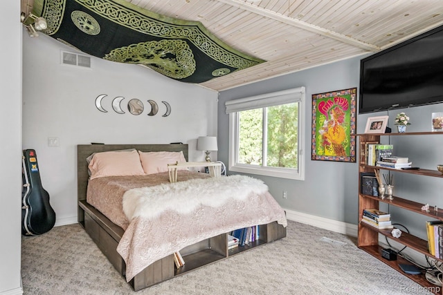 900 Indianwood Rd, Lake Orion, MI 48362 - bedroom with baseboards, carpet floors, and wooden ceiling