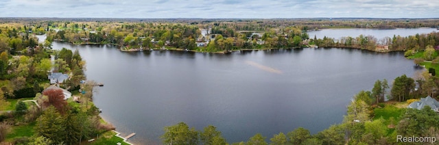 900 Indianwood Rd, Lake Orion, MI 48362 - aerial view of property and surrounding area with a nearby body of water and a heavily wooded area