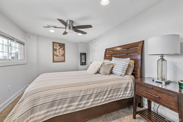 900 Indianwood Rd, Lake Orion, MI 48362 - carpeted bedroom featuring recessed lighting, baseboards, and ceiling fan