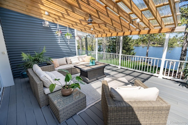 900 Indianwood Rd, Lake Orion, MI 48362 - wooden deck featuring an outdoor hangout area and a water view