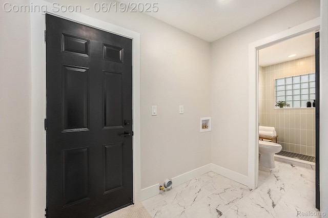 54232 Mound Rd, Shelby Twp, MI 48316 - washroom featuring hookup for a washing machine and light marble finish floors