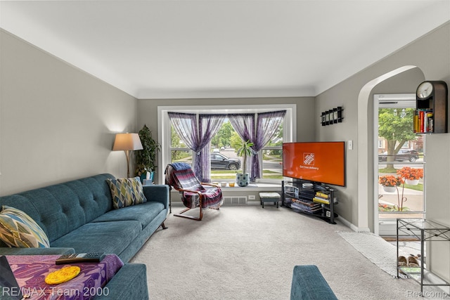 18155 Audette St, Dearborn, MI 48124 - living room with carpet and arched walkways