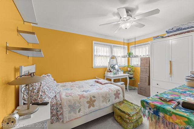 18155 Audette St, Dearborn, MI 48124 - bedroom with light colored carpet and a ceiling fan