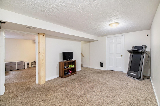 46915 Anthony St, Paw Paw, MI 49079 - finished below grade area featuring carpet floors, a textured ceiling, stairs, and baseboards