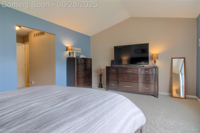 18594 Lawrence Ln, New Boston, MI 48164 - bedroom featuring vaulted ceiling and light carpet