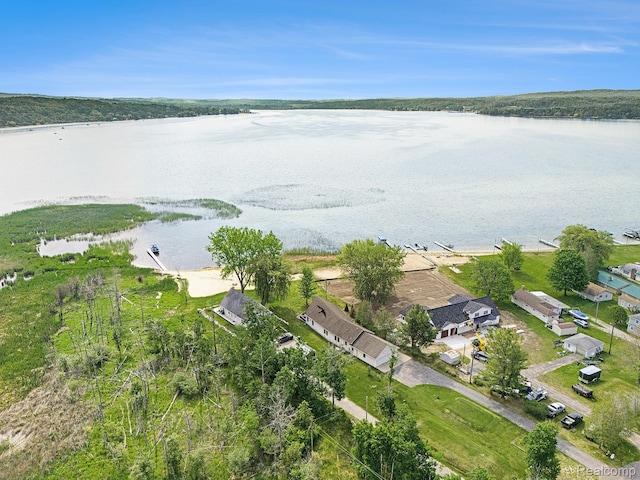 8721 Bayview Rd, Onekama, MI 49675 - aerial view of property and surrounding area featuring a nearby body of water