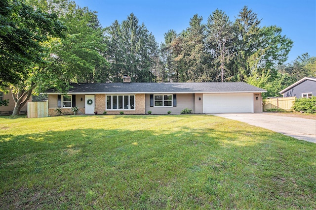 15878 New Holland St, Holland, MI 49424 - single story home featuring a garage, concrete driveway, a chimney, and brick siding