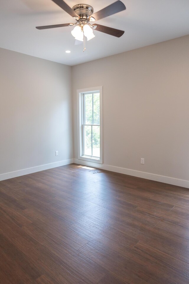 103 Diamond Point Ln, New Buffalo, MI 49117 - empty room featuring ceiling fan, dark wood-type flooring, baseboards, and recessed lighting