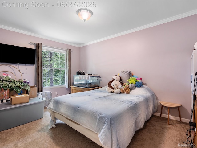 11474 Clairmont Dr, Fenton, MI 48430 - carpeted bedroom with crown molding and baseboards