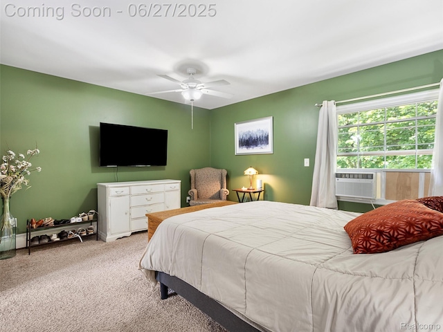 11474 Clairmont Dr, Fenton, MI 48430 - bedroom with cooling unit, carpet, and ceiling fan
