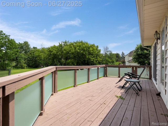 11474 Clairmont Dr, Fenton, MI 48430 - wooden terrace featuring view of scattered trees