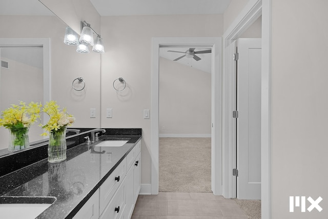 627 Fairview Ave NE Unit 2, Grand Rapids, MI 49503 - full bathroom with double vanity, ceiling fan, and baseboards