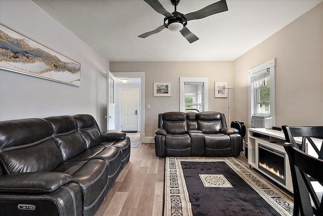 4940 Pottawatamie Path, Watervliet, MI 49098 - living room with a ceiling fan and wood finished floors