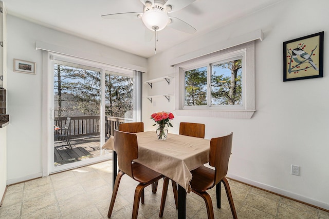 2149 Fair St, Ann Arbor, MI 48103 - dining space featuring baseboards and a ceiling fan