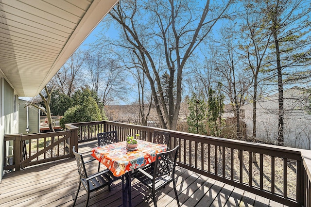 2149 Fair St, Ann Arbor, MI 48103 - wooden deck featuring outdoor dining area