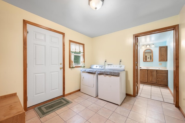 20550 19 Mile Rd, Big Rapids, MI 49307 - washroom with washer and dryer, light tile patterned flooring, and baseboards