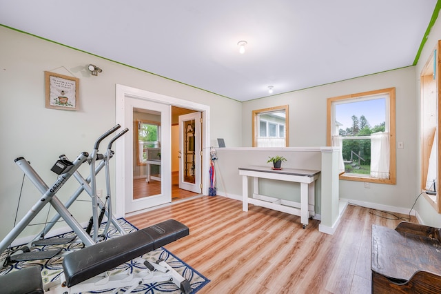 20550 19 Mile Rd, Big Rapids, MI 49307 - workout area featuring light wood-type flooring and baseboards