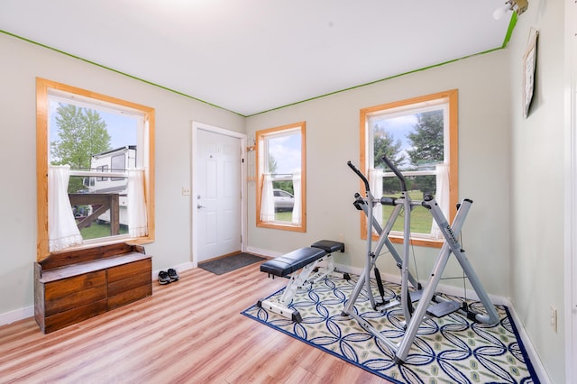 20550 19 Mile Rd, Big Rapids, MI 49307 - workout area with baseboards and wood finished floors