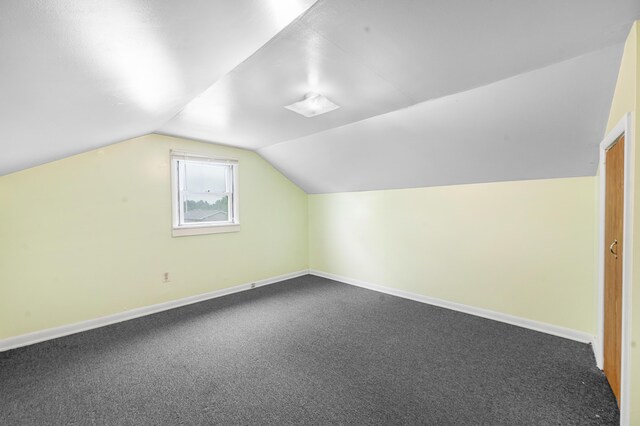 20550 19 Mile Rd, Big Rapids, MI 49307 - additional living space with baseboards, vaulted ceiling, and dark colored carpet