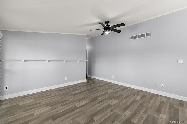 5115 Arden Ave, Warren, MI 48092 - unfurnished room with ornamental molding, a ceiling fan, wood finished floors, and baseboards