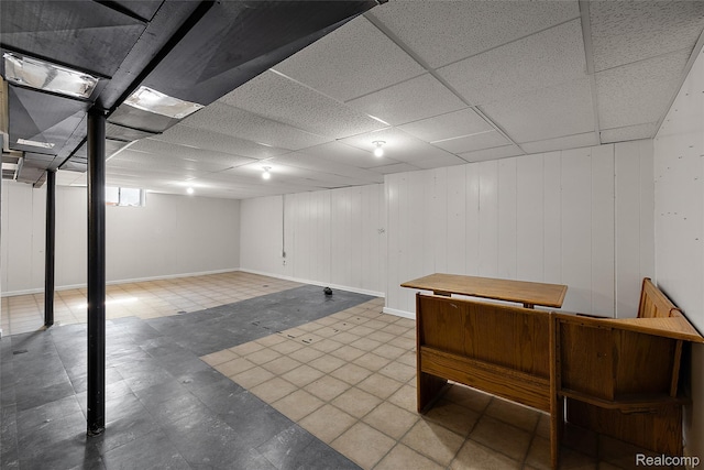 5115 Arden Ave, Warren, MI 48092 - below grade area with a paneled ceiling and tile patterned floors