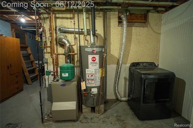626 Wilwood Rd, Rochester Hills, MI 48309 - utilities with washer / dryer, gas water heater, and a heating unit