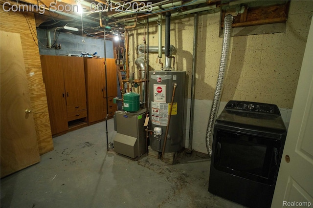 626 Wilwood Rd, Rochester Hills, MI 48309 - utility room featuring gas water heater, washer / clothes dryer, and a heating unit