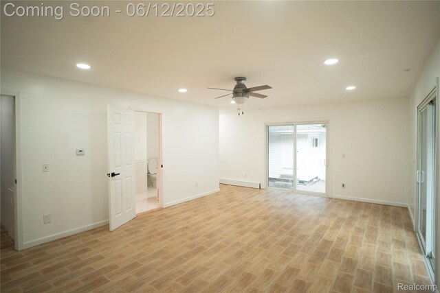 626 Wilwood Rd, Rochester Hills, MI 48309 - empty room featuring ceiling fan, light wood-type flooring, baseboards, and recessed lighting