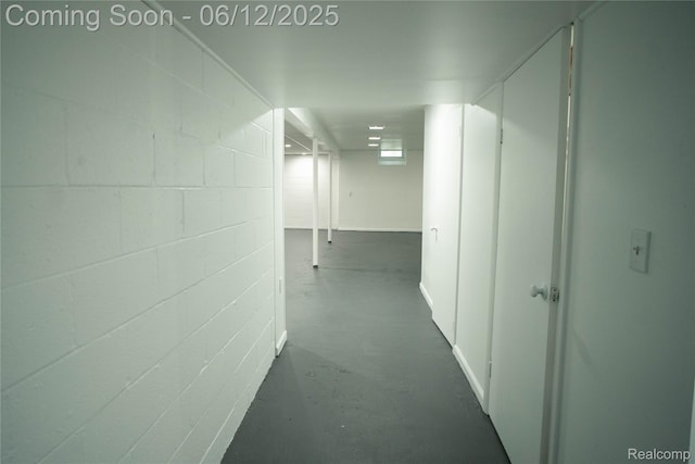 626 Wilwood Rd, Rochester Hills, MI 48309 - hall with concrete flooring and concrete block wall