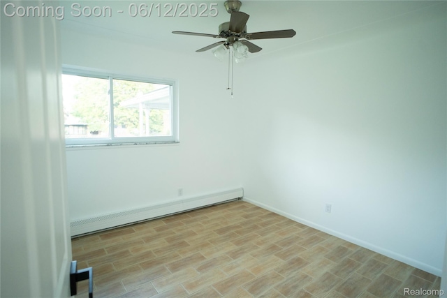 626 Wilwood Rd, Rochester Hills, MI 48309 - empty room with a baseboard radiator, a ceiling fan, and baseboards