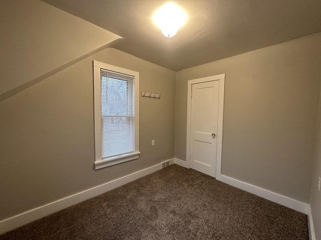1803 Portage St, Kalamazoo, MI 49001 - additional living space featuring dark colored carpet, baseboards, and lofted ceiling