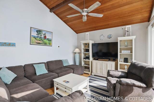 2259 Ottawa Beach Rd, Holland, MI 49424 - living room featuring wood ceiling, ceiling fan, and wood finished floors