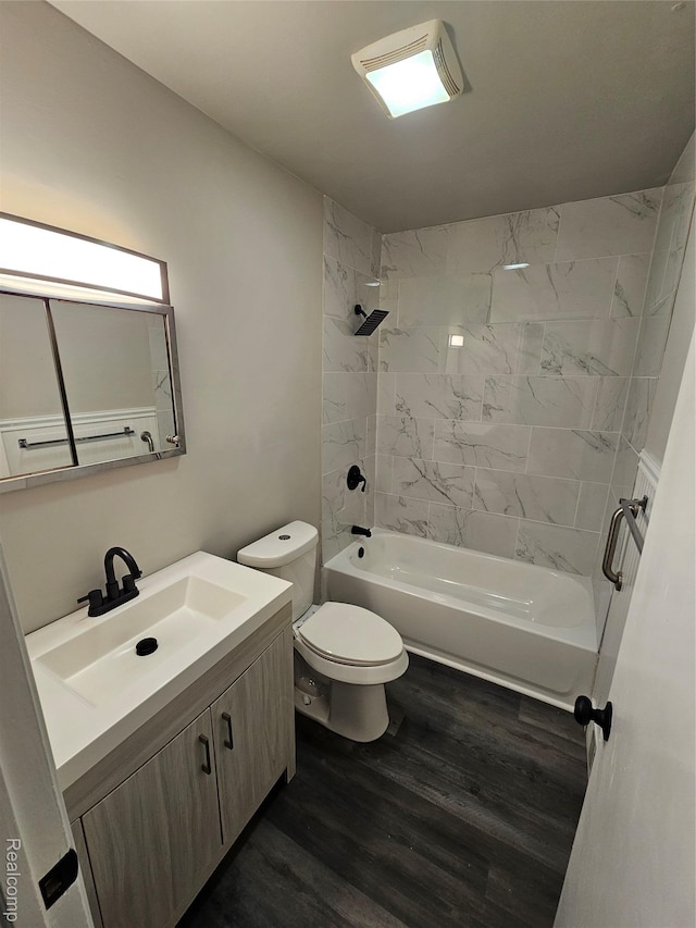 21222 Audrey Ave, Sterling Heights, MI 48091 - bathroom featuring vanity, wood finished floors, and shower / bath combination