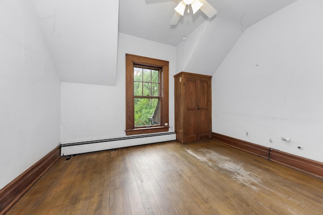 1706 S University Ave, Ann Arbor, MI 48104 - bonus room with vaulted ceiling, baseboard heating, wood-type flooring, a ceiling fan, and baseboards