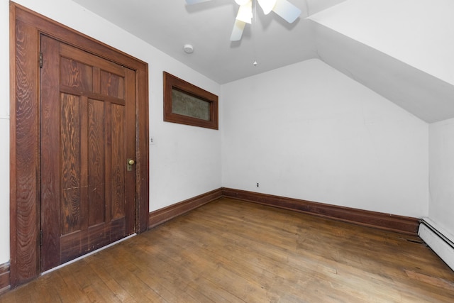 1706 S University Ave, Ann Arbor, MI 48104 - bonus room featuring baseboard heating, vaulted ceiling, wood-type flooring, ceiling fan, and baseboards