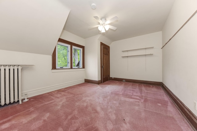 1706 S University Ave, Ann Arbor, MI 48104 - bonus room with radiator heating unit, ceiling fan, carpet flooring, lofted ceiling, and baseboards