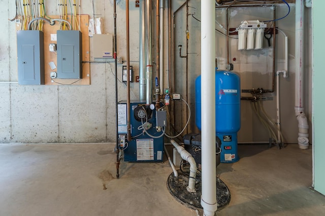 4297 Upper Glade Ct, Ann Arbor, MI 48103 - utility room featuring electric panel and a heating unit